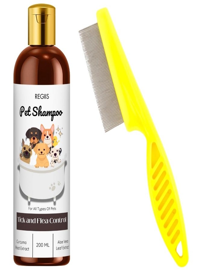 شامبو ريجيس للحيوانات الأليفة مع مكافحة القراد والبراغيث، تركيبة طبيعية من الكركم والصبار، 200 مل، لجميع أنواع الحيوانات الأليفة (عبوة من قطعتين) - Image 1